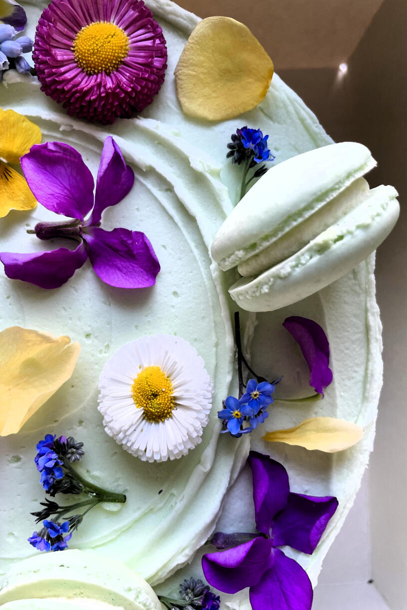 Pink Peach Cake - Macarons & Flowers Cake Pink Peach Cake - Macarons & Flowers Cake